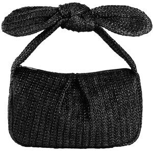 9342 Summer Clutch Purses 2025 Knot Bow Top Handle Straw Crescent Handbag